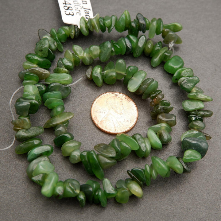 Canadian Green Jade · Smooth · Freeform Chips · 7mm, Tejas Beads, Beads