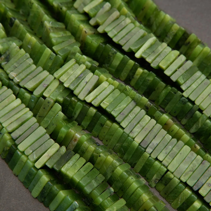 Canadian Green Jade · Smooth · Heishi Triangle · 11mm to 12mm, Tejas Beads, Beads