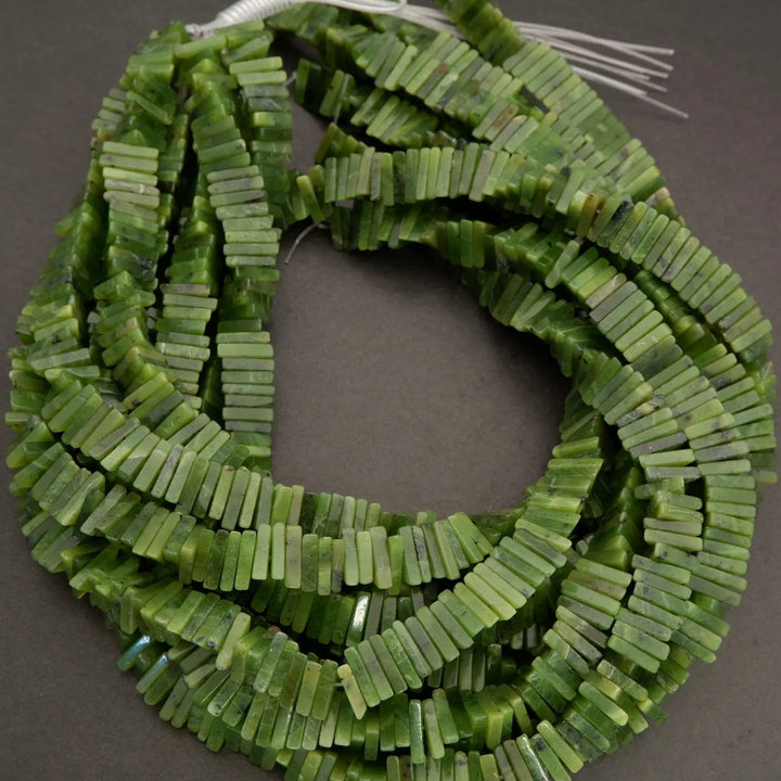 Canadian Green Jade · Smooth · Heishi Triangle · 11mm to 12mm, Tejas Beads, Beads