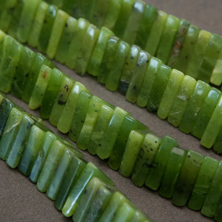 Canadian Green Jade · Smooth · Heishi Triangle · 11mm to 12mm, Tejas Beads, Beads
