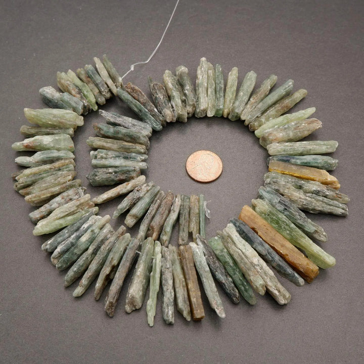 Green Kyanite · Rough Raw · Sticks · Graduated 25mm to 50mm, Tejas Beads, Beads