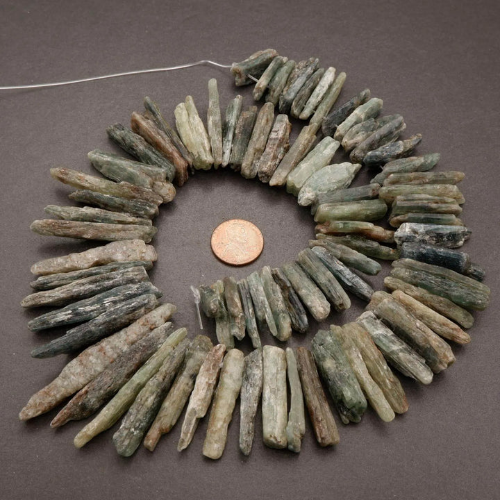 Green Kyanite · Rough Raw · Sticks · Graduated 25mm to 50mm, Tejas Beads, Beads