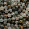 Close-up of green and brown gemstones