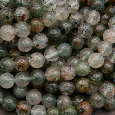 Green Mica in Quartz · Smooth · Round · 6mm, 8mm, 10mm