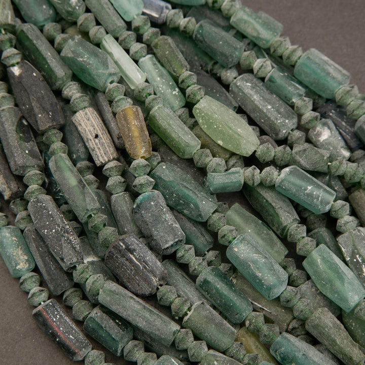 Roman Glass · Matte · Freeform Tube · 6mm to 8mm, Tejas Beads, Beads