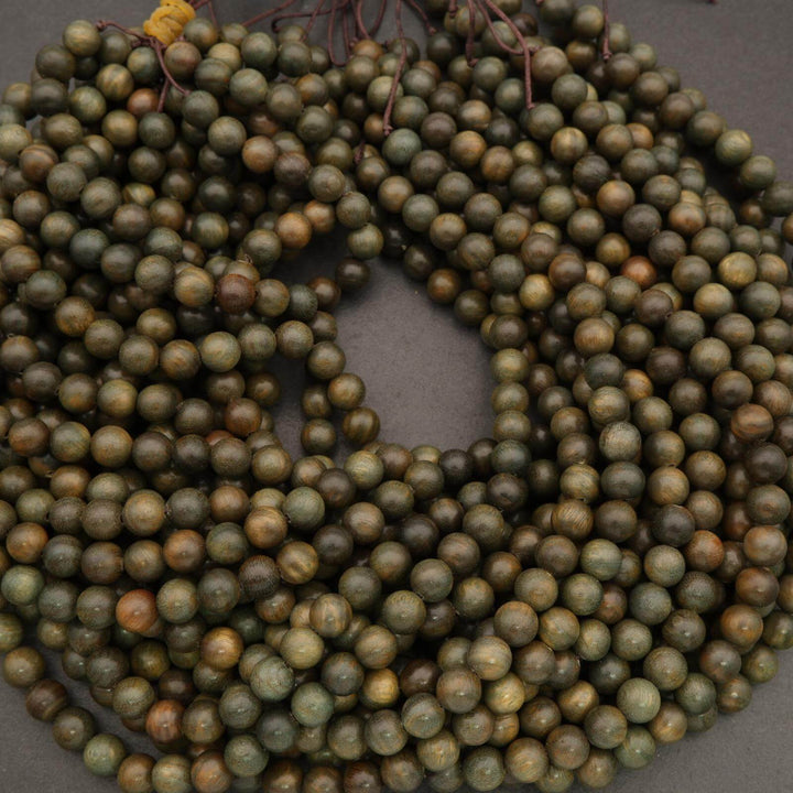 Green Sandalwood · Smooth · Round · 6mm, 8mm, Tejas Beads, Beads