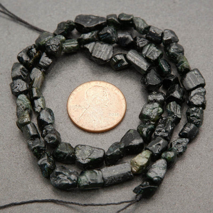 Green Tourmaline · Rough Raw · Nuggets · 6mm, Tejas Beads, Beads