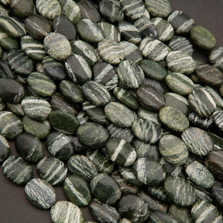 Green Zebra Jasper · Smooth · Oval · 10mm, 12mm, Tejas Beads, Beads