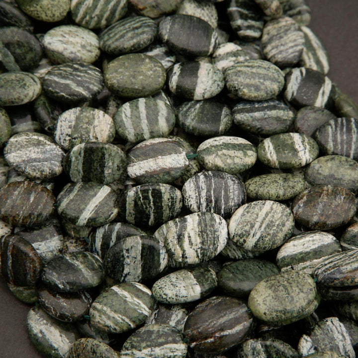 Green Zebra Jasper · Smooth · Oval · 10mm, 12mm, Tejas Beads, Beads