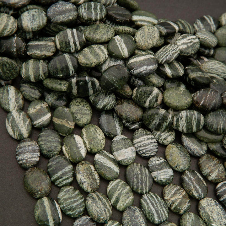 Green Zebra Jasper · Smooth · Oval · 10mm, 12mm, Tejas Beads, Beads