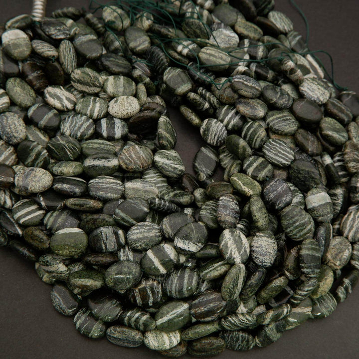Green Zebra Jasper · Smooth · Oval · 10mm, 12mm, Tejas Beads, Beads