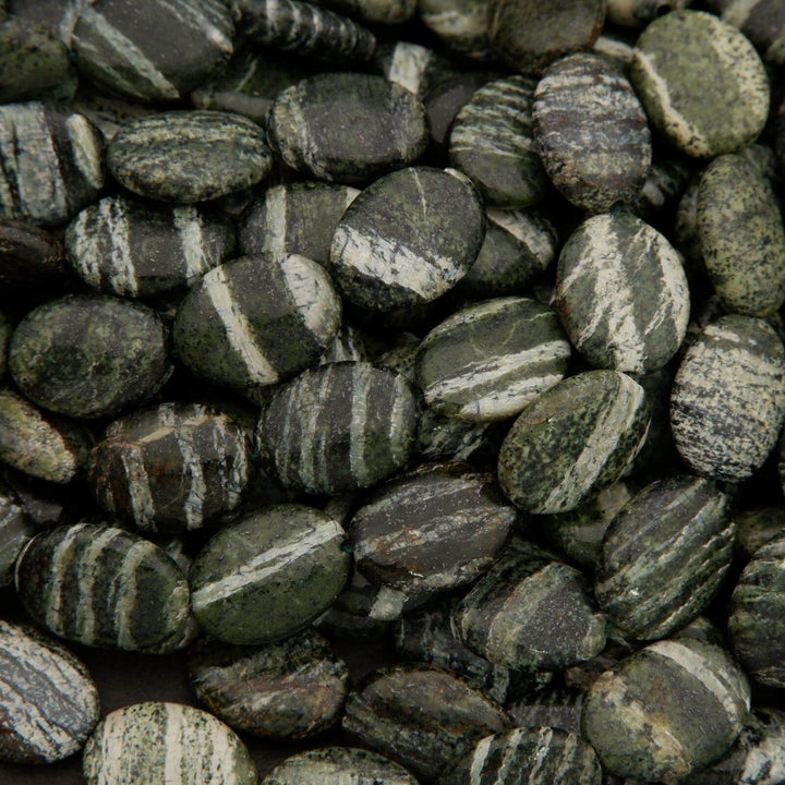 Green Zebra Jasper · Smooth · Oval · 10mm, 12mm, Tejas Beads, Beads