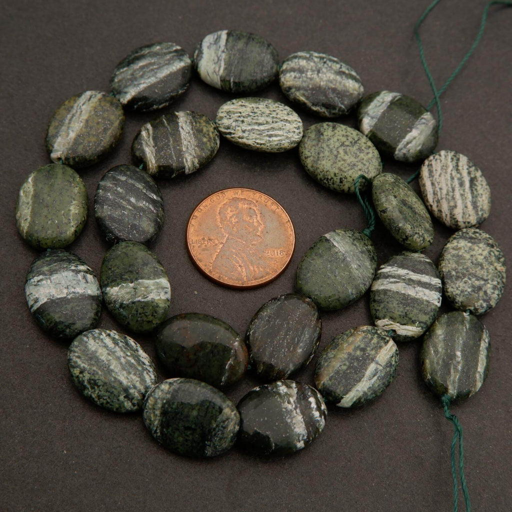 Green Zebra Jasper · Smooth · Oval · 10mm, 12mm Beads Tejas Beads