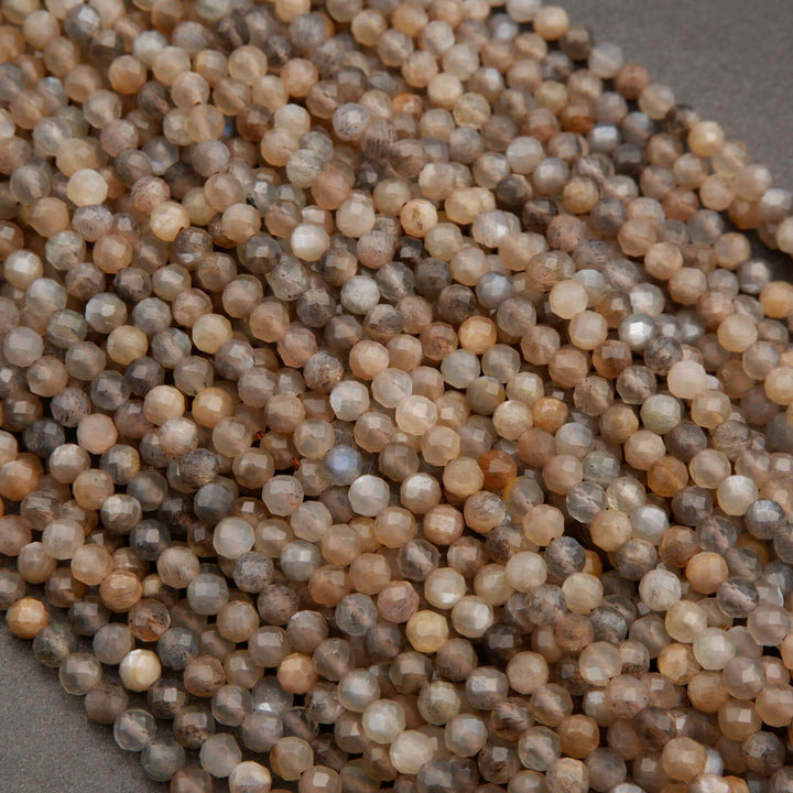 Grey Moonstone · Microfaceted · Round · 2mm, 3mm, 4mm, Tejas Beads, Beads