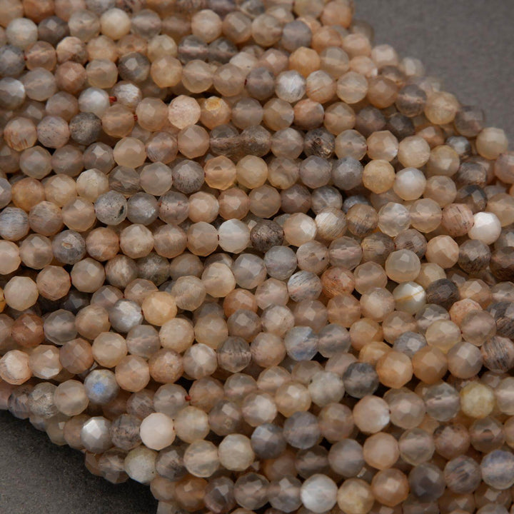 Grey Moonstone · Microfaceted · Round · 2mm, 3mm, 4mm, Tejas Beads, Beads