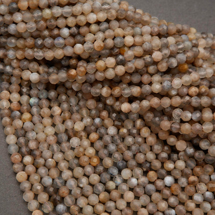 Grey Moonstone · Microfaceted · Round · 2mm, 3mm, 4mm, Tejas Beads, Beads