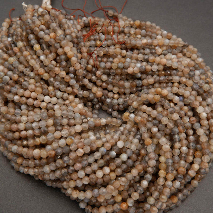 Grey Moonstone · Microfaceted · Round · 2mm, 3mm, 4mm, Tejas Beads, Beads