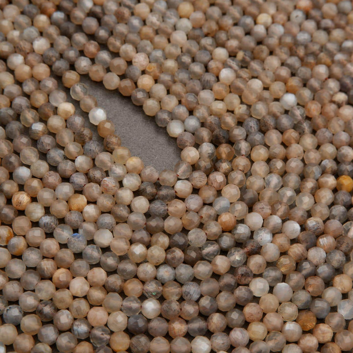 Grey Moonstone · Microfaceted · Round · 2mm, 3mm, 4mm, Tejas Beads, Beads