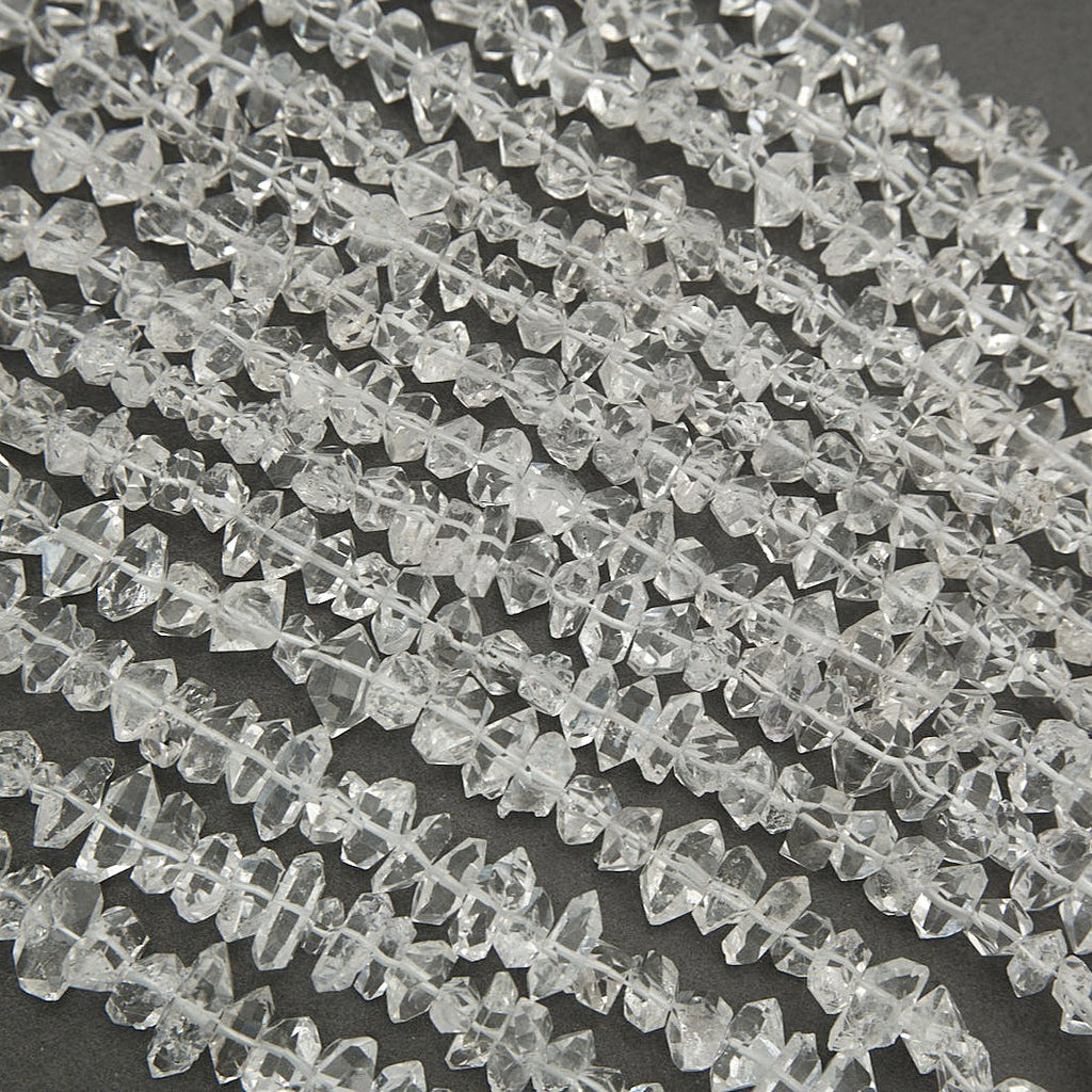 Herkimer diamond quartz crystal beads on strand