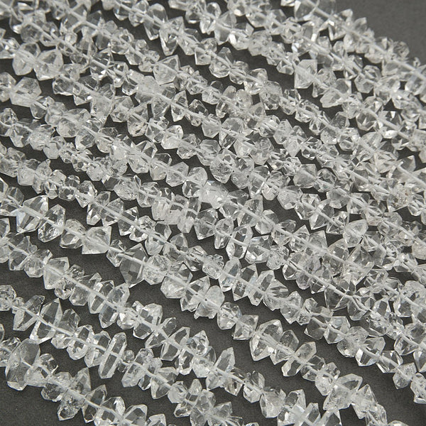 Herkimer diamond quartz crystal beads on strand