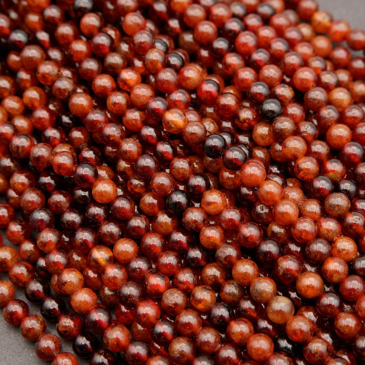 Hessonite Garnet · Smooth · Round · 4mm, 6mm, Tejas Beads, Beads