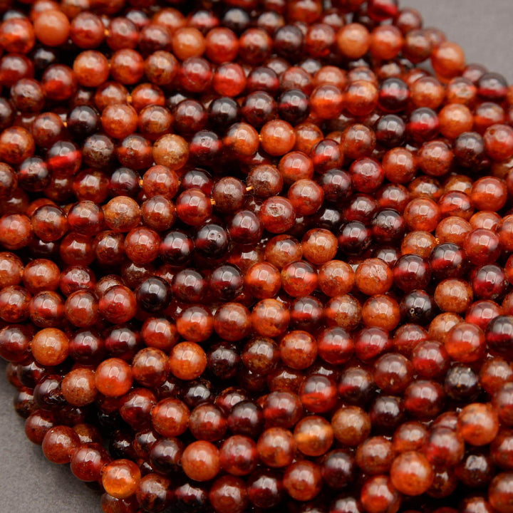 Hessonite Garnet · Smooth · Round · 4mm, 6mm, Tejas Beads, Beads