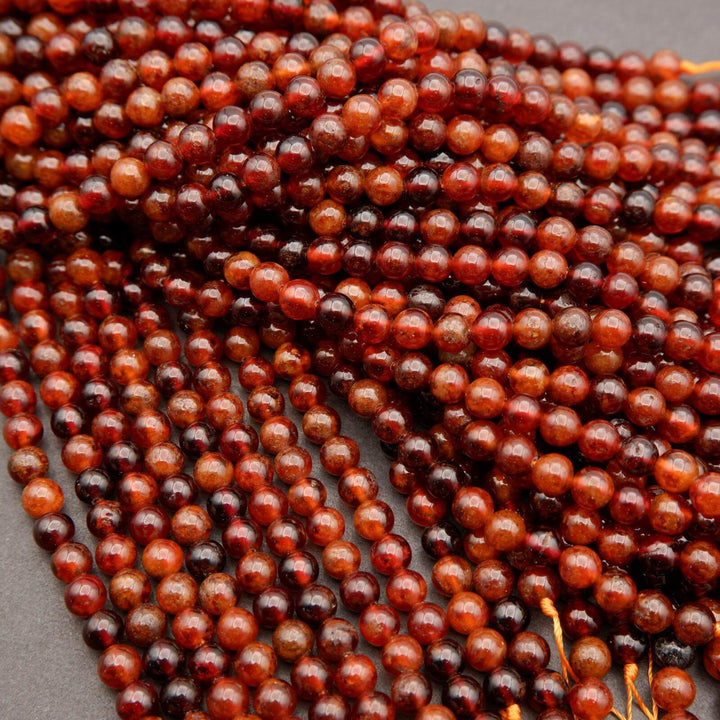Hessonite Garnet · Smooth · Round · 4mm, 6mm, Tejas Beads, Beads