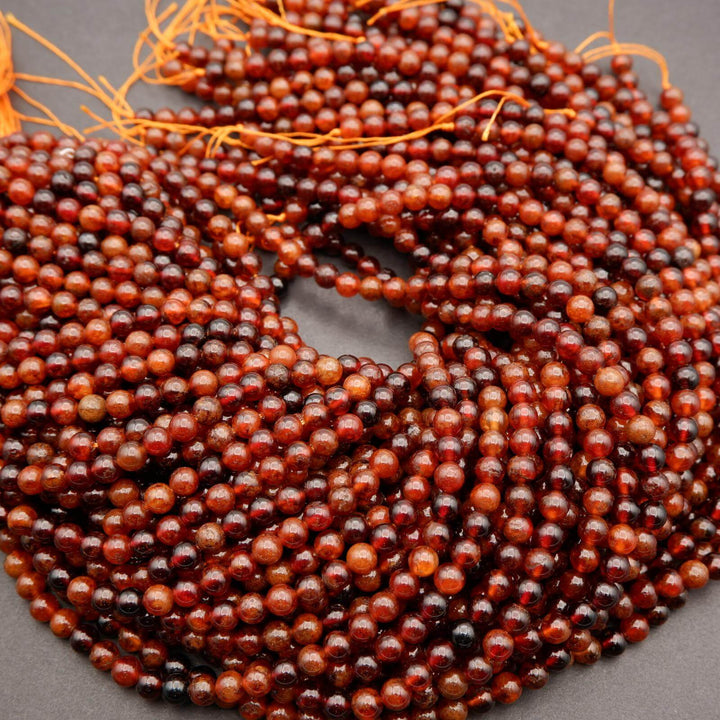 Hessonite Garnet · Smooth · Round · 4mm, 6mm, Tejas Beads, Beads