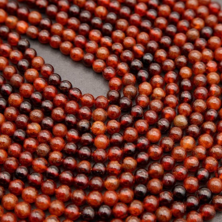 Hessonite Garnet · Smooth · Round · 4mm, 6mm, Tejas Beads, Beads