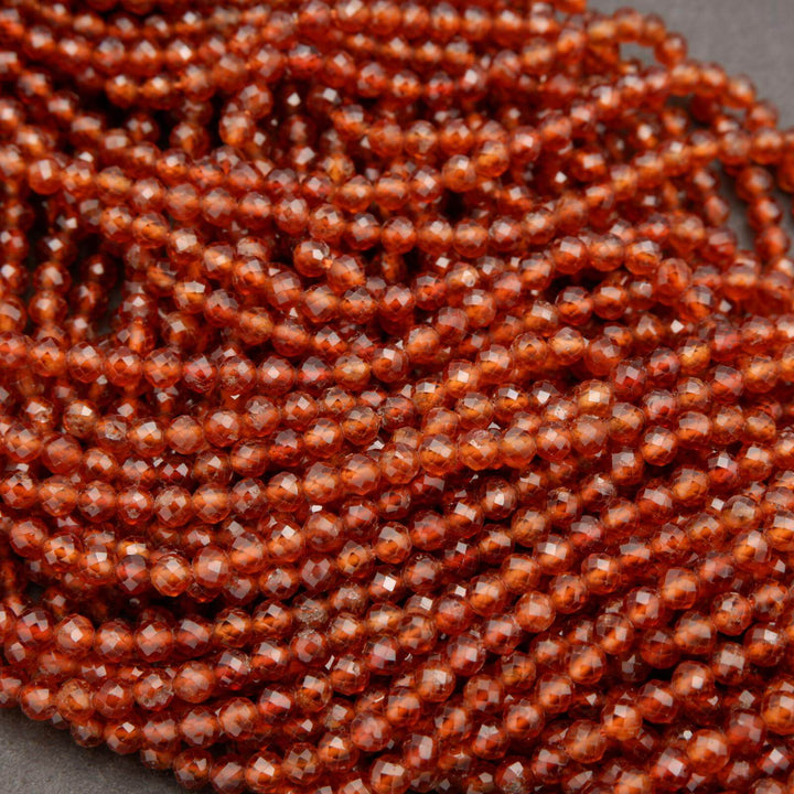 Hessonite Garnet · Microfaceted · Round · 2mm, 3mm, 4mm, Tejas Beads, Beads