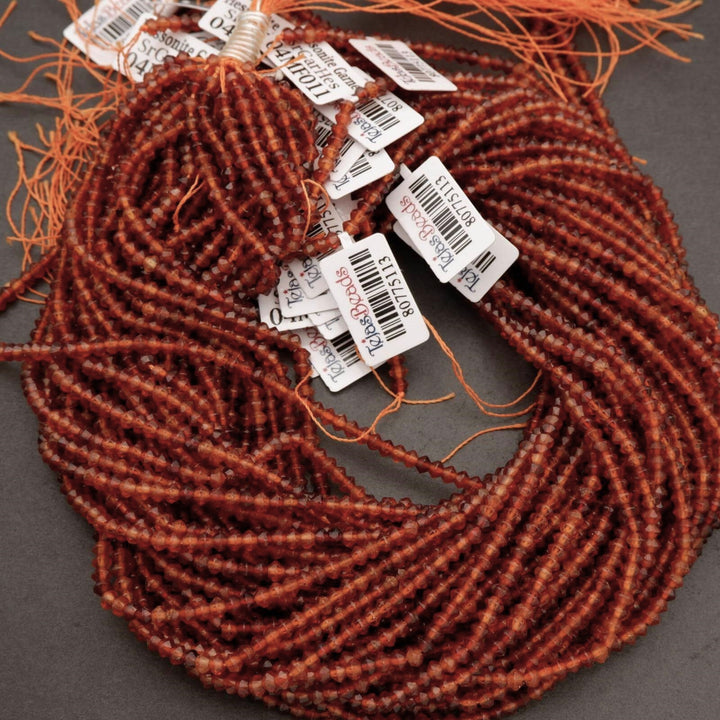 Hessonite Garnet · Microfaceted · Saucer · 4mm, Tejas Beads, Beads