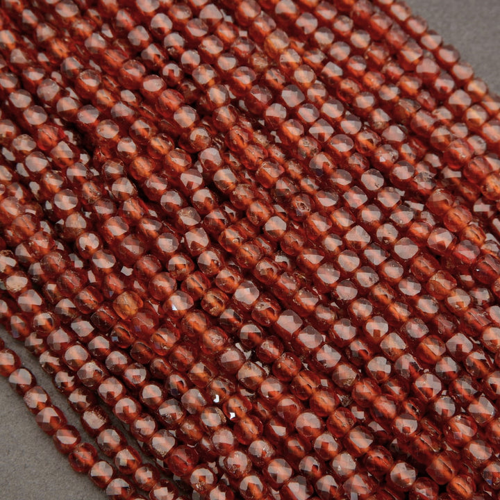 Hessonite Garnet · Microfaceted · Cube · 4mm, Tejas Beads, Uncategorized