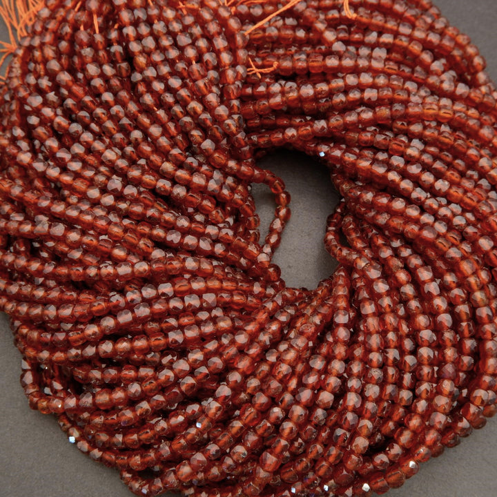 Hessonite Garnet · Microfaceted · Cube · 4mm, Tejas Beads, Uncategorized