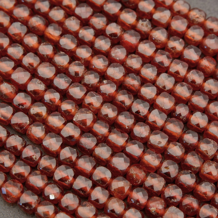 Hessonite Garnet · Microfaceted · Cube · 4mm, Tejas Beads, Uncategorized