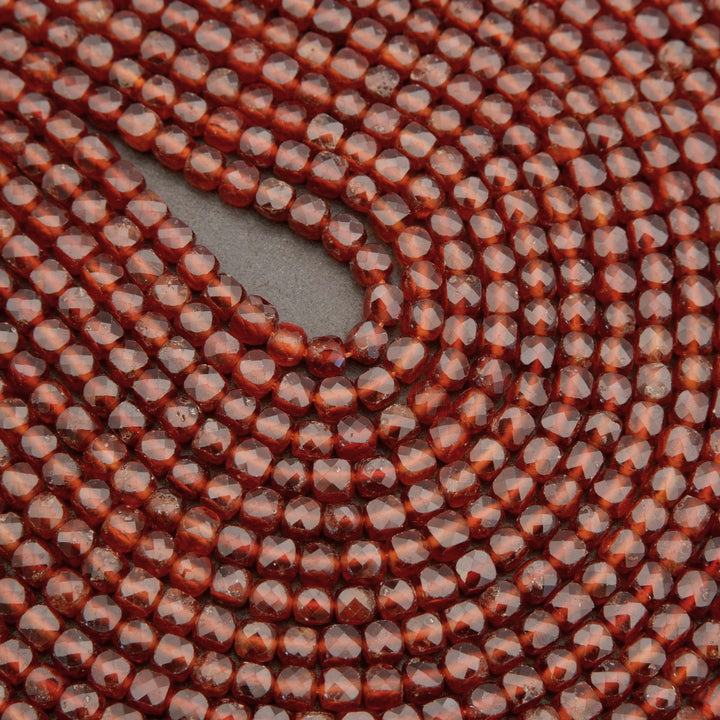 Hessonite Garnet · Microfaceted · Cube · 4mm, Tejas Beads, Uncategorized