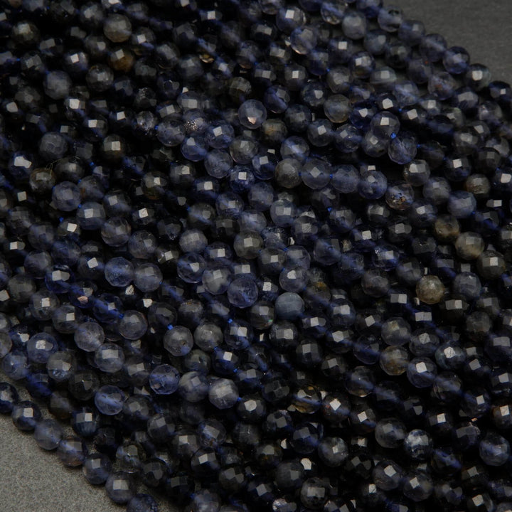 Blue and purple Iolite beads.