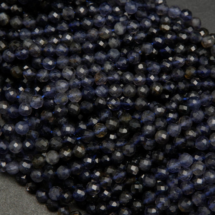 Blue and purple Iolite beads.