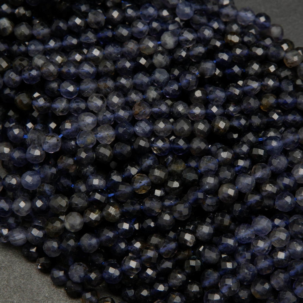Blue and purple Iolite beads.