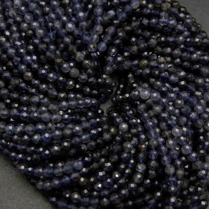 Blue and purple Iolite beads.