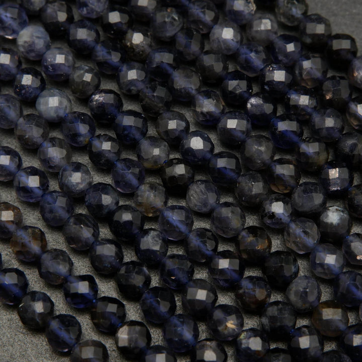 Blue and purple Iolite beads.