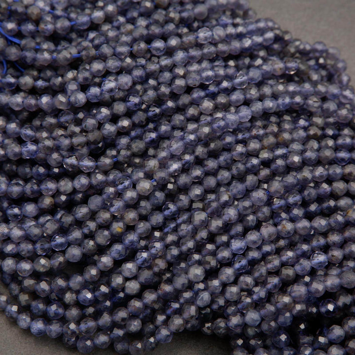 Iolite A · Microfaceted · Round · 2mm, 3mm, 4mm, Tejas Beads, Beads