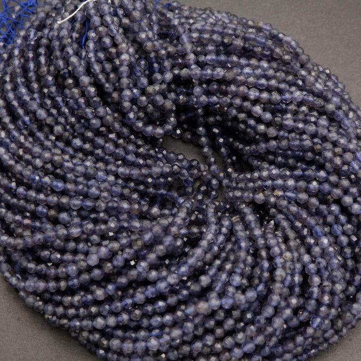 Iolite A · Microfaceted · Round · 2mm, 3mm, 4mm, Tejas Beads, Beads