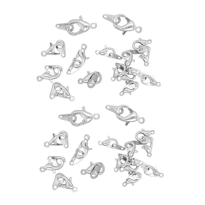 Lobster Clasp Variety Pack · Silver Color · 5mm, 6mm, 8mm · 15pcs, Tejas Beads, Craft Fasteners & Closures