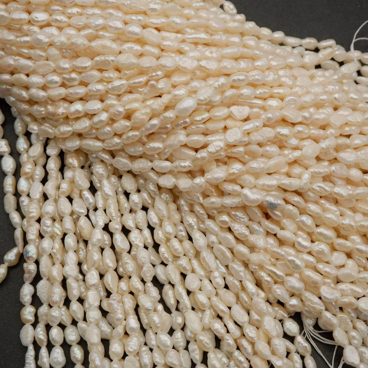 Freshwater Pearl · Keshi Rice · White · 4.5mm, Tejas Beads, Beads