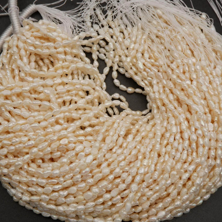 Freshwater Pearl · Keshi Rice · White · 4.5mm, Tejas Beads, Beads