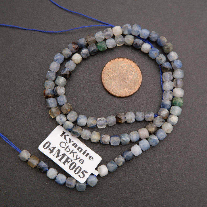 blue kyanite faceted cube shape beads