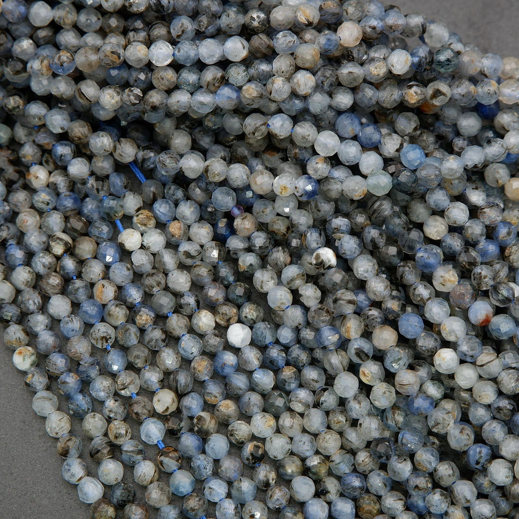 Blue gray kyanite beads with earthy inclusions