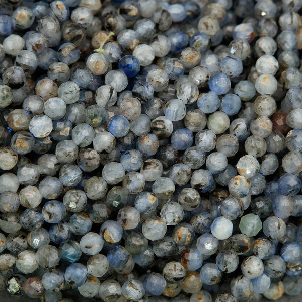 Kyanite beads with natural inclusions and blue gray tones