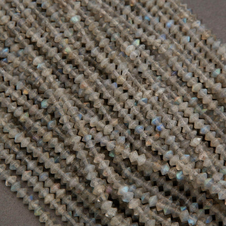 Labradorite · Microfaceted · Saucer · 3.5mm, 4mm, Tejas Beads, Beads