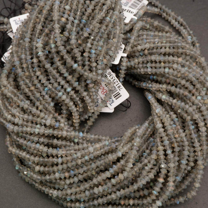 Labradorite · Microfaceted · Saucer · 3.5mm, 4mm, Tejas Beads, Beads